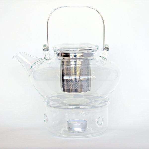 Clear Glass Teapot with Warmer