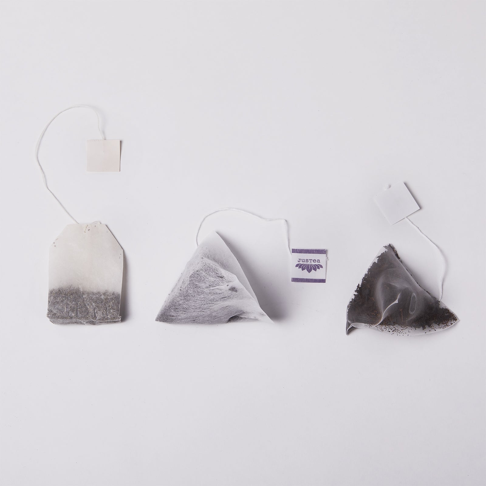 Empty biodegradable discount pyramid tea bags