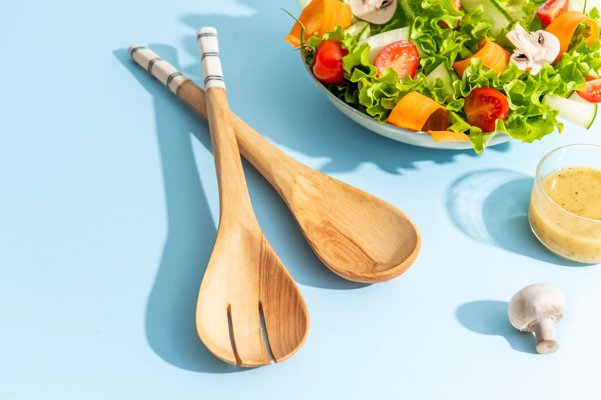 Hand-carved Salad Serving Spoons (set of 2)