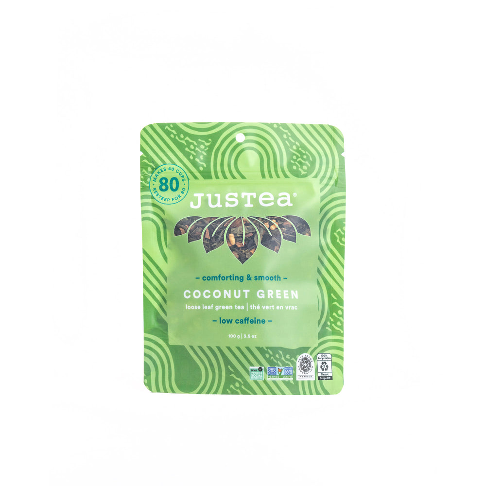 Coconut Green Stand-Up Pouch - 80 Cups Loose Leaf Tea (Quantity of 6)