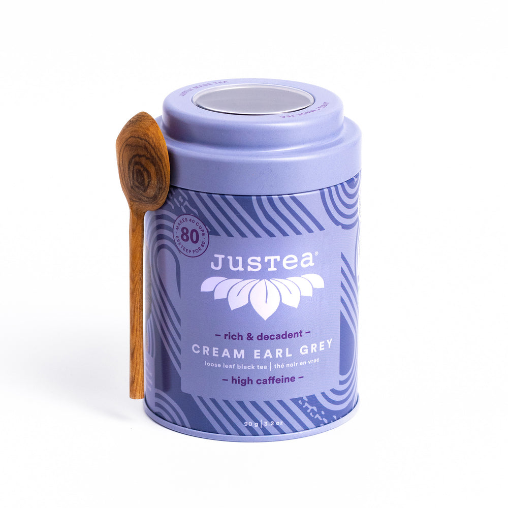 Cream Earl Grey Tin & Spoon - 80 cups Loose Leaf Tea (Quantity of 6)