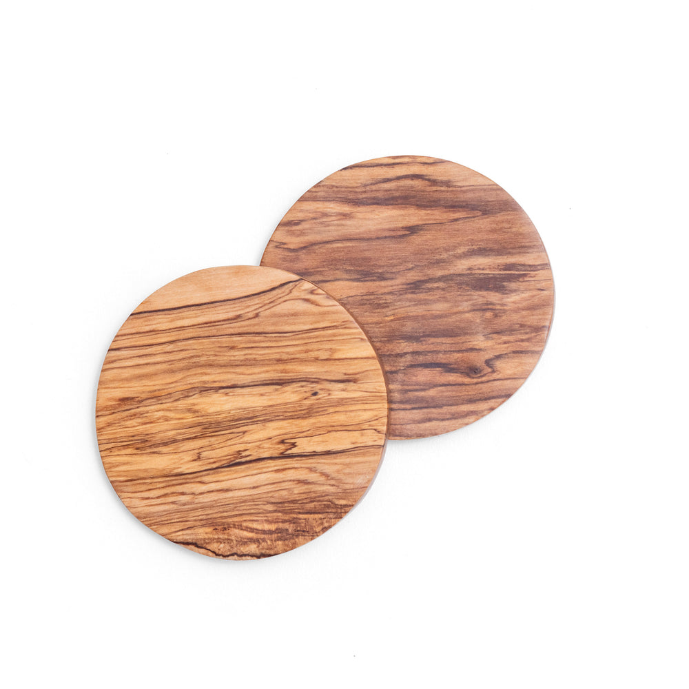 Hand-carved Olive Wood Coasters (2 pack) Wholesale