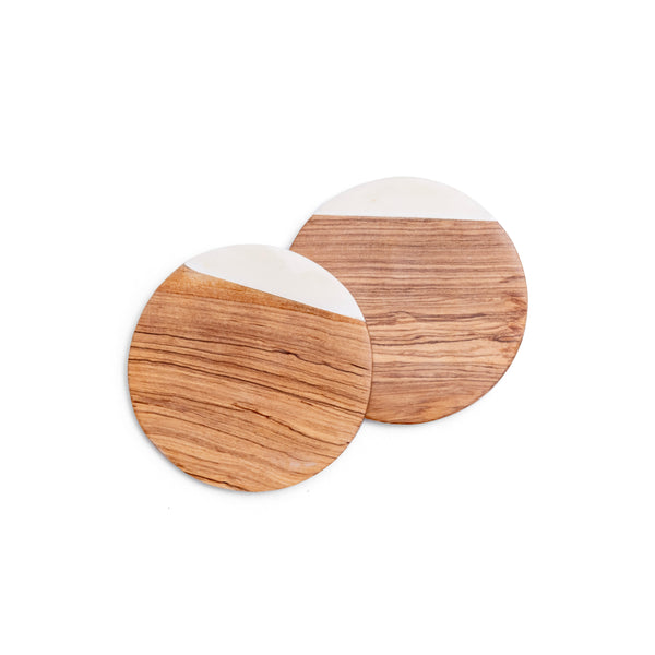 Hand-carved Olive Wood Coasters (2 pack) Wholesale