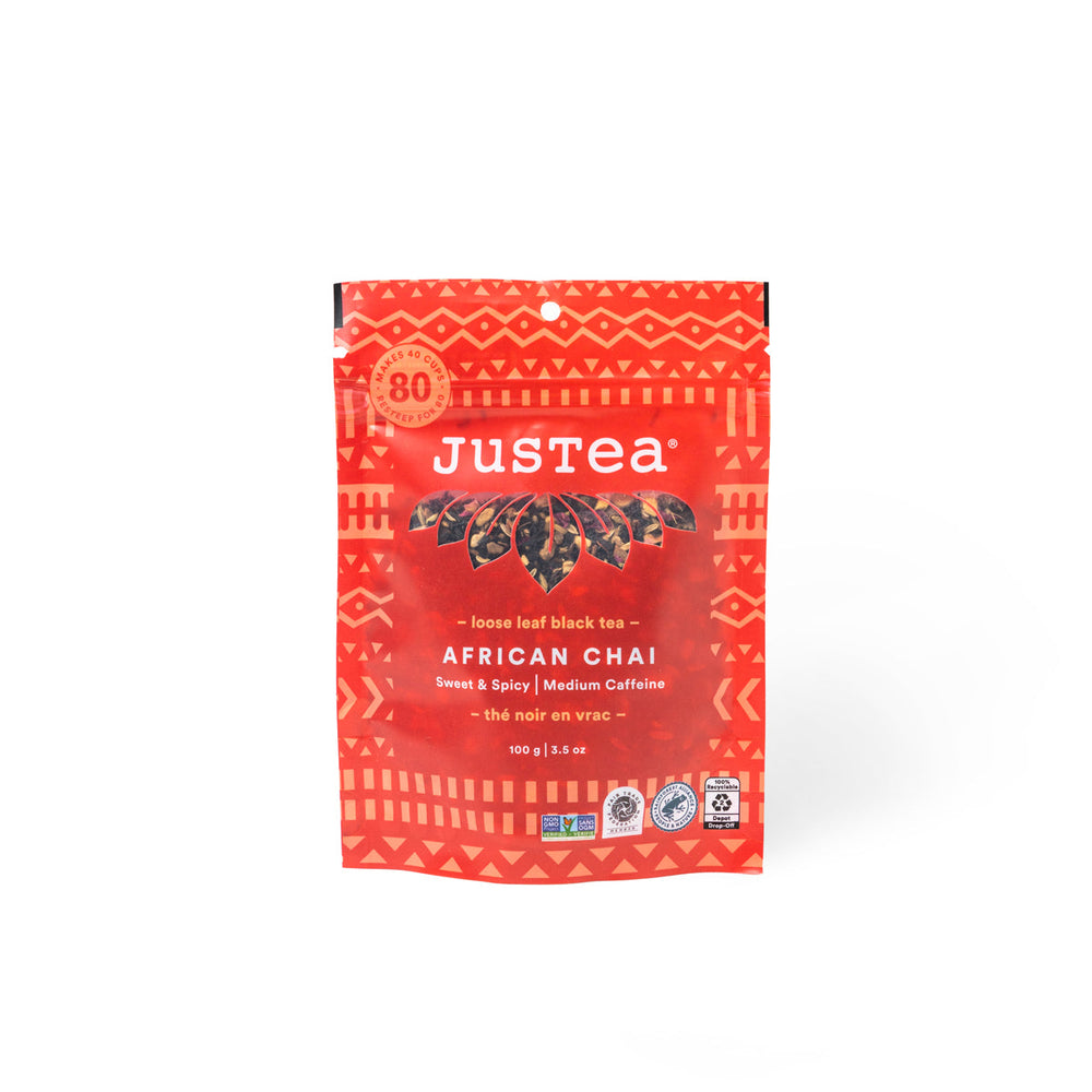 African Chai Stand-Up Pouch - 80 Cups Loose Leaf Tea (Quantity of 6)