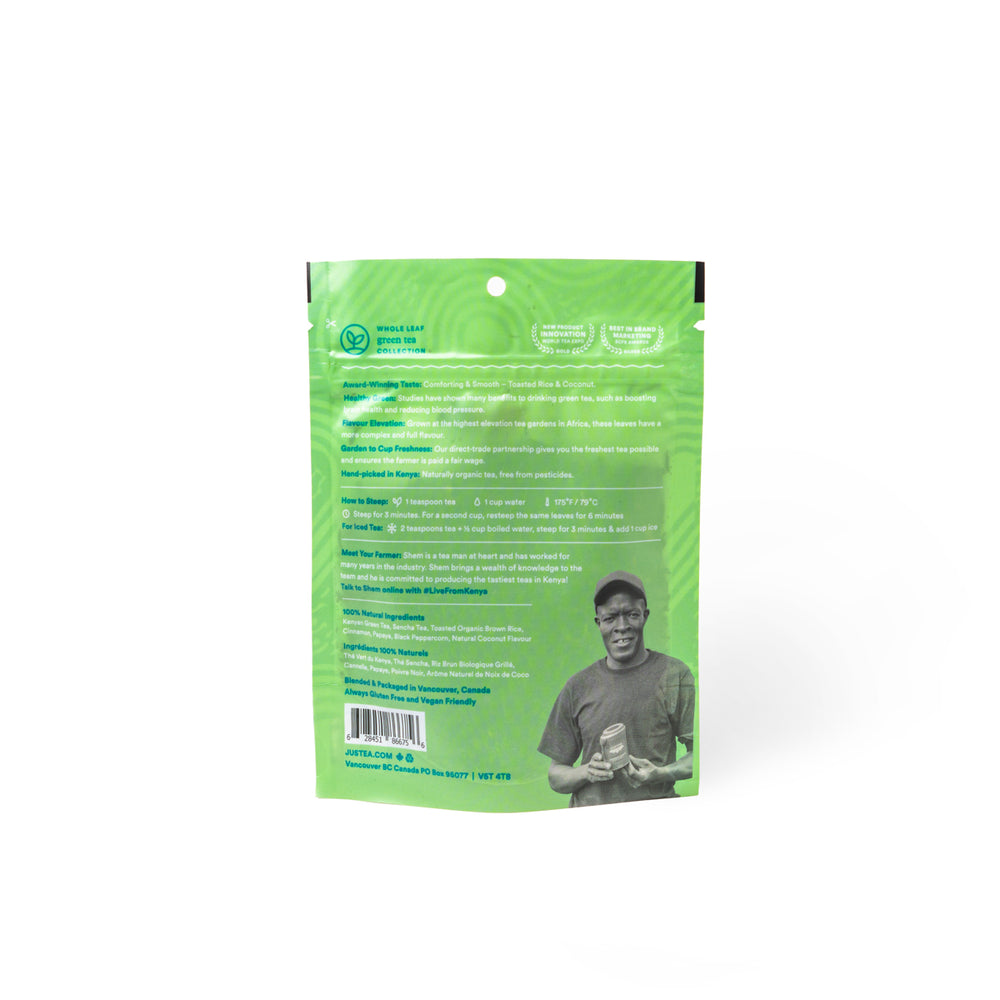 Coconut Green Stand-Up Pouch - 80 Cups Loose Leaf Tea (Quantity of 6)