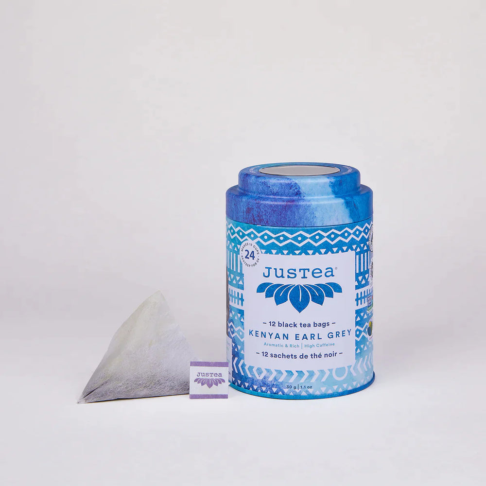 Kenyan Earl Grey Tea Bag Tin - 12 Compostable Pyramid Bags (Quantity of 6)