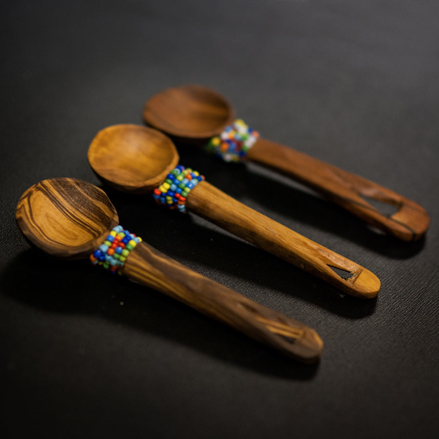 Hand-carved Beaded Tea Spoon