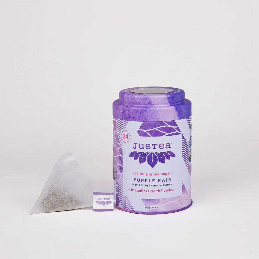 Purple Rain Tea Bag Tin - 12 Compostable Pyramid Bags (Quantity of 6)