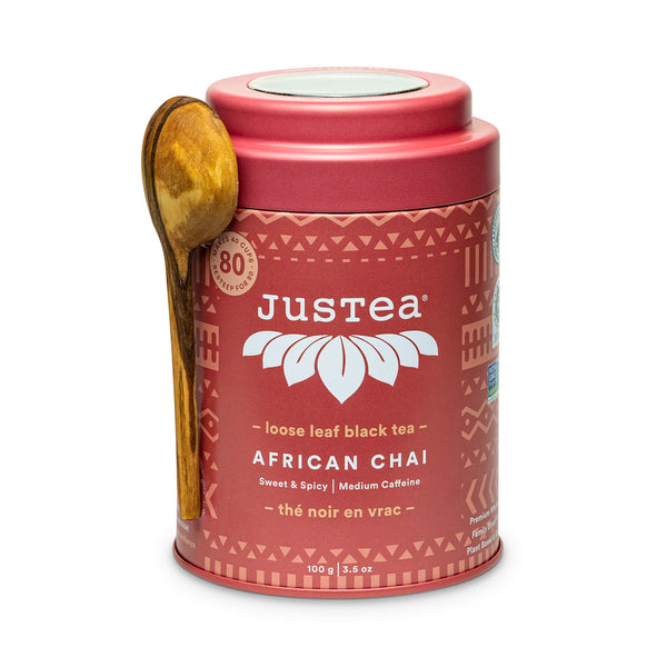 African Chai Tin & Spoon - 80 cups Loose Leaf Tea (Quantity of 6)