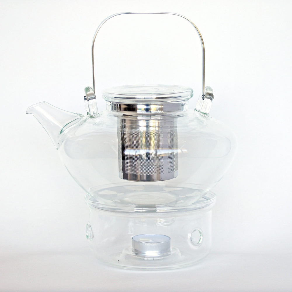 Clear Glass Teapot with Warmer