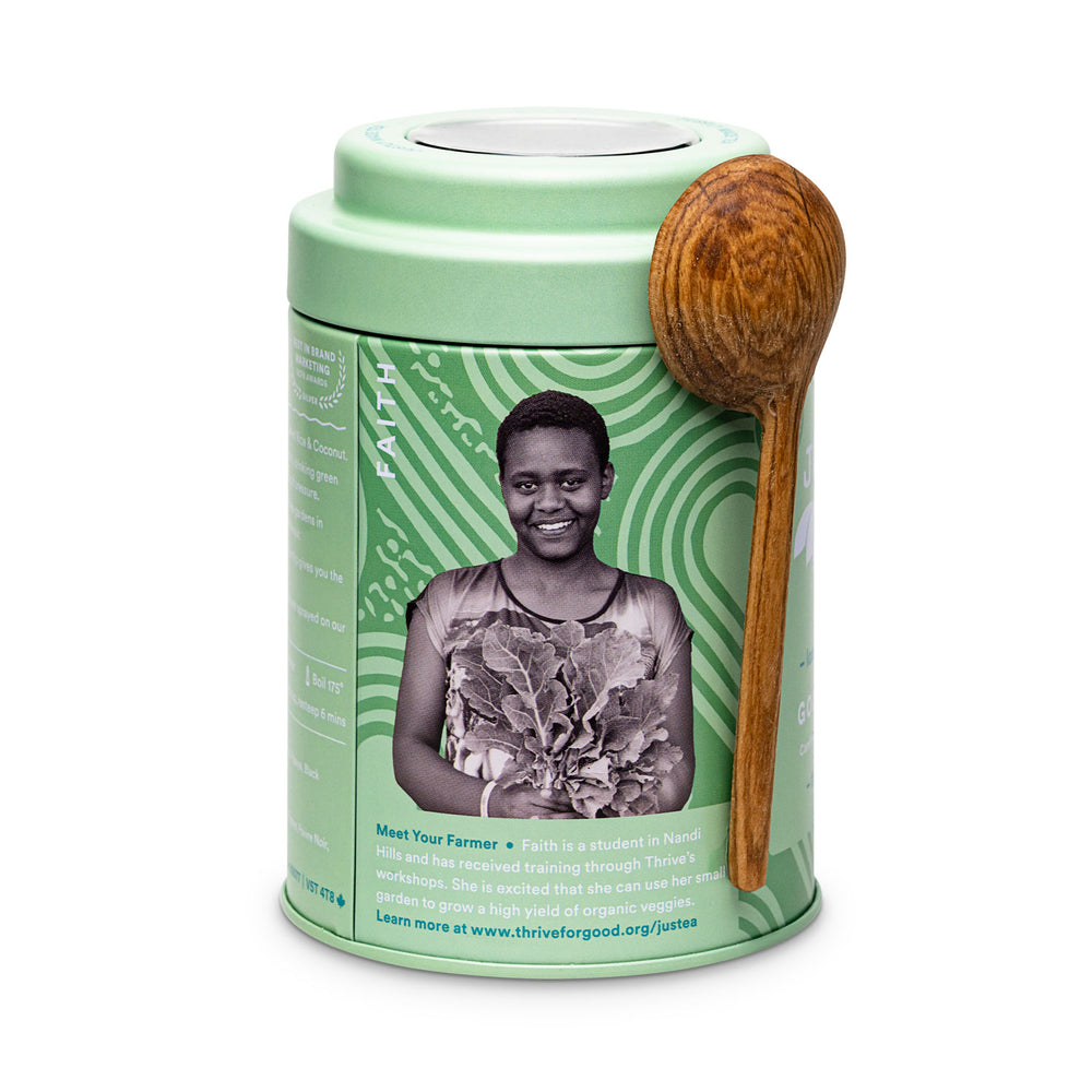Coconut Green Tin & Spoon - 80 cups Loose Leaf Tea (Quantity of 6)