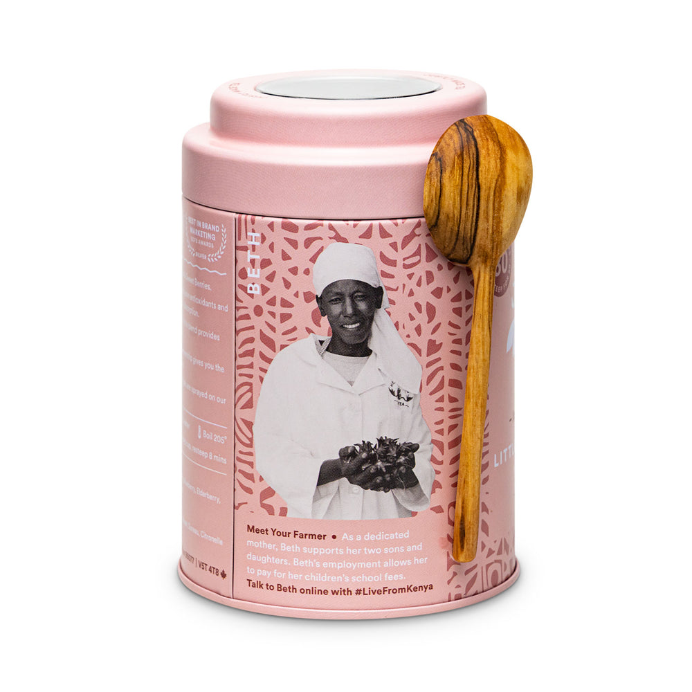 Little Berry Hibiscus Tin & Spoon - 80 cups Loose Leaf Tea (Quantity of 6)