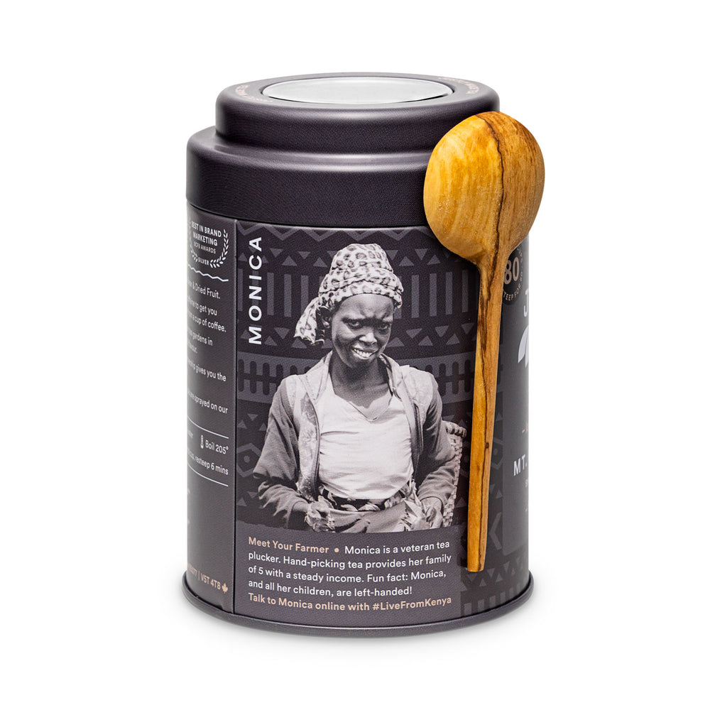 Mt. Kenya Black Tin & Spoon - 80 cups Loose Leaf Tea (Quantity of 6)
