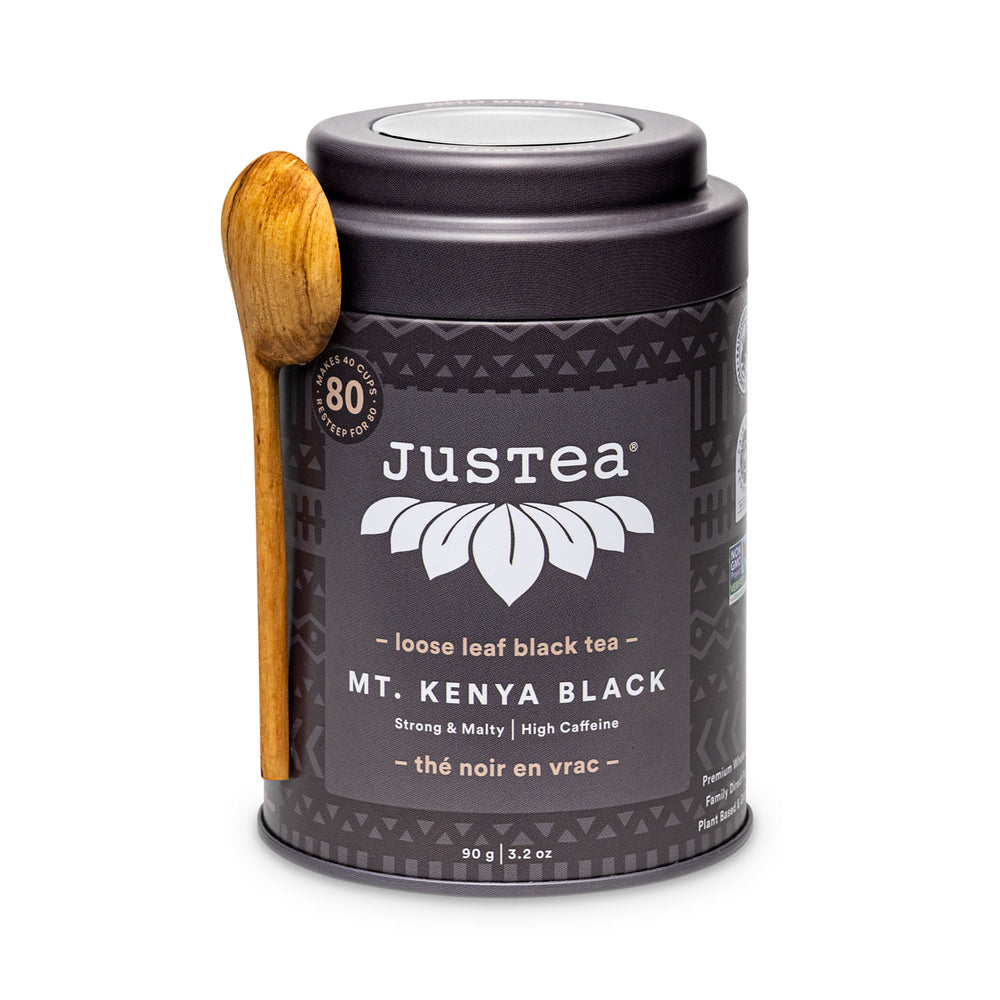 Mt. Kenya Black Tin & Spoon - 80 cups Loose Leaf Tea (Quantity of 6)
