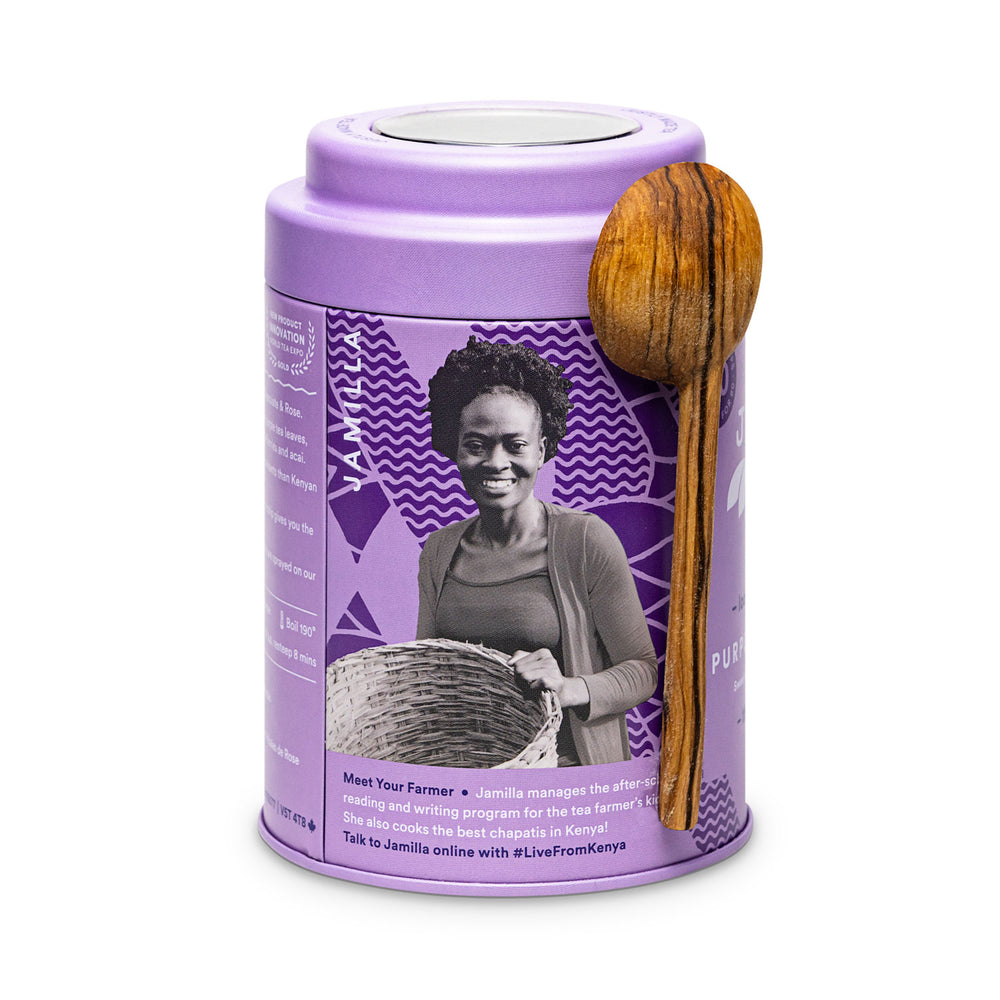 Purple Chocolate Tea Tin & Spoon - 80 cups Loose Leaf Tea (Quantity of 6)