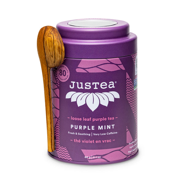 Purple Mint Tin & Spoon - 80 cups Loose Leaf Tea (Quantity of 6)